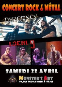 Concert Local 9 & Deficiency. Le samedi 22 avril 2017 à Fréjus. Var.  21H00